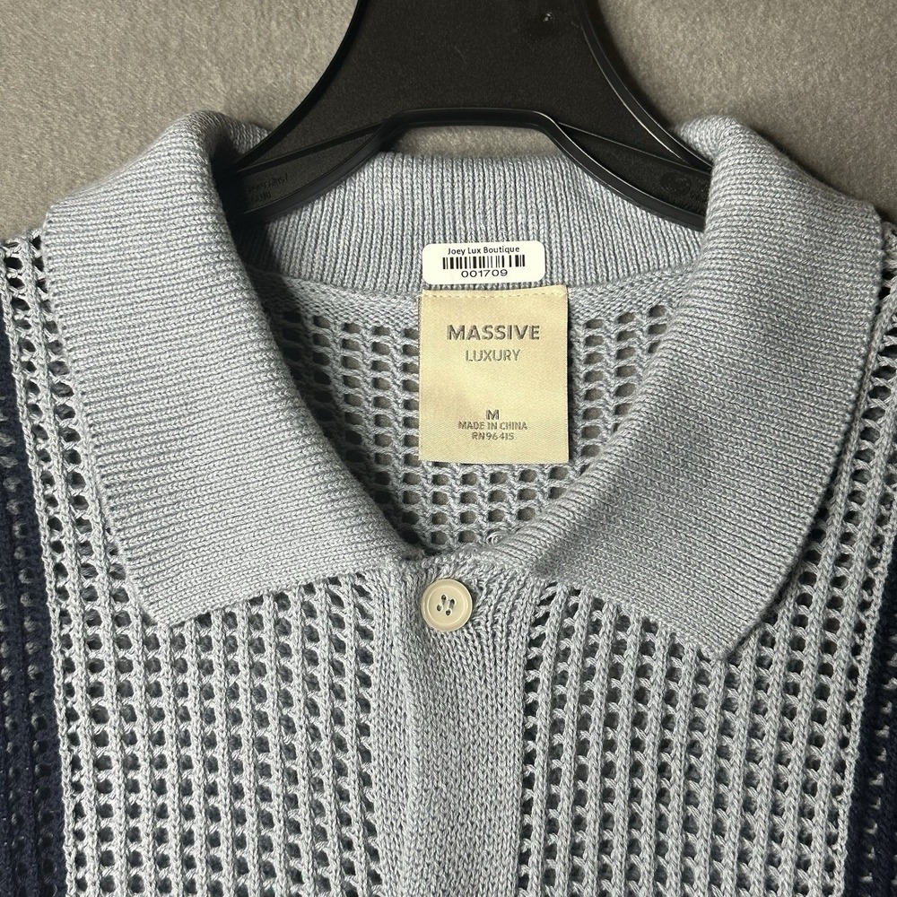 Massive Luxury Knit Crochet Mens Shirt Size Medium New‎ without tags vintage - Picture 3 of 6